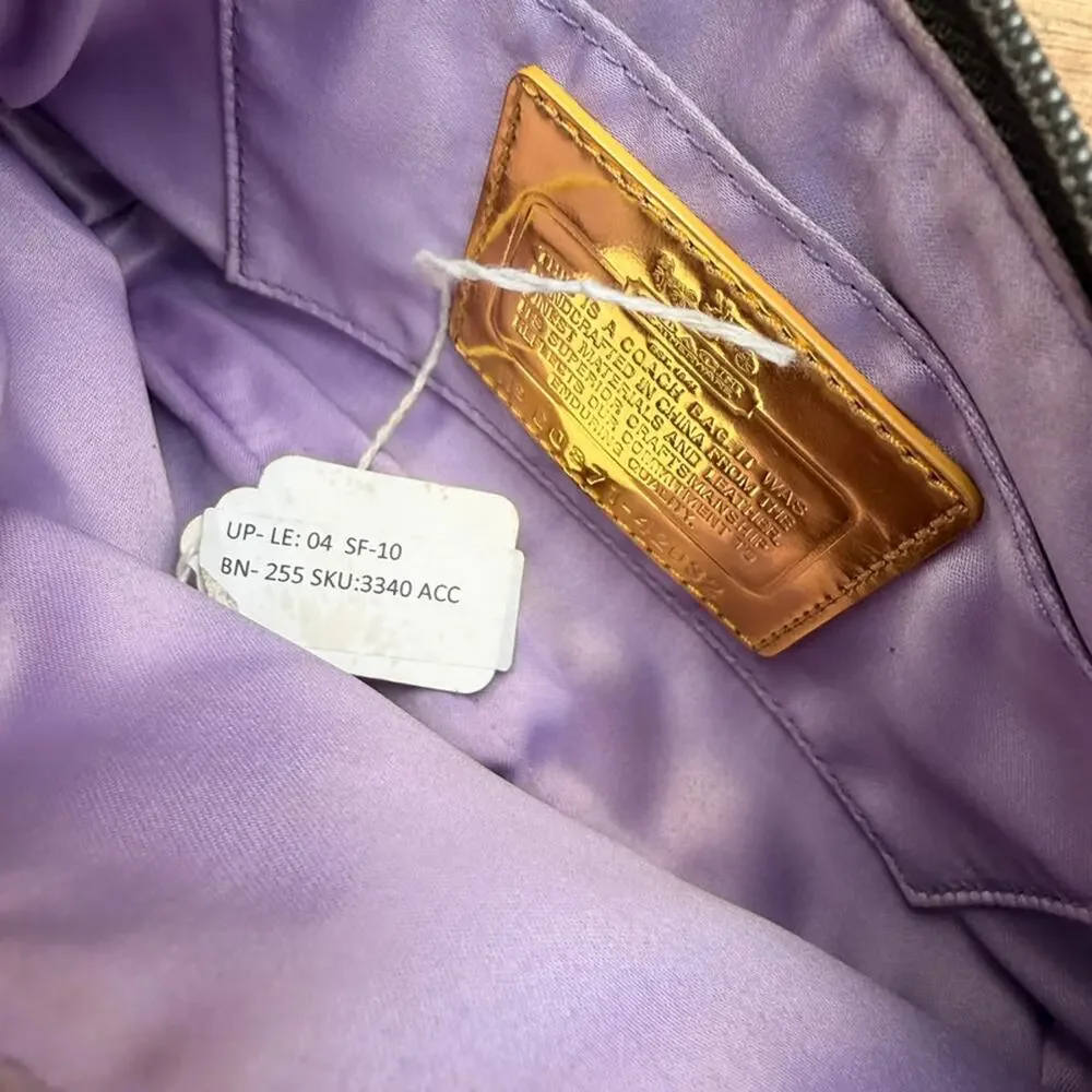 Coach Gray/Lavender Gold Satin  Amanda Clutch Wristlet Handbag Purse